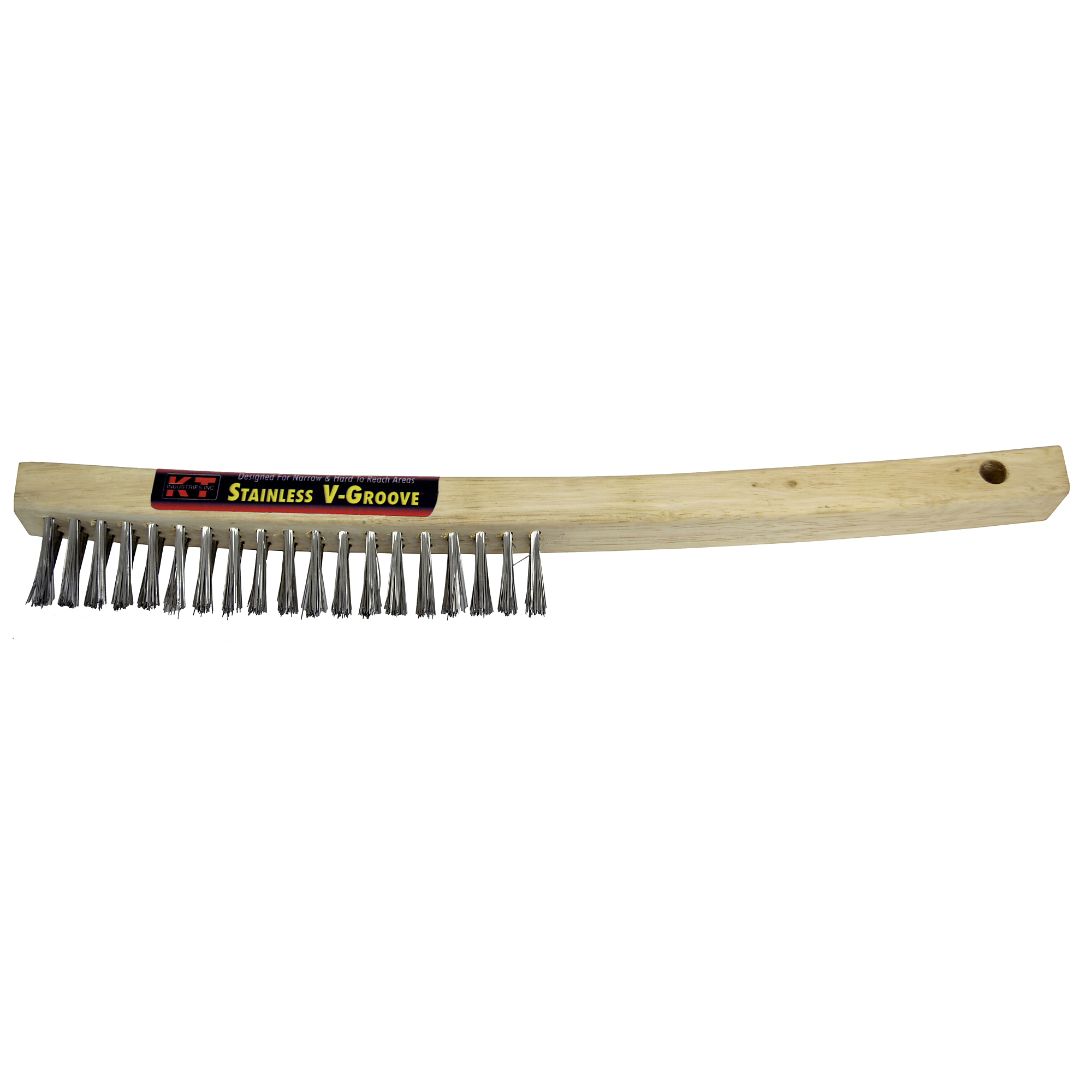 K-T Industries V-Groove Scratch Brush — Stainless Steel, Long Handle, 6in. Brush Length, Model# 5-2223